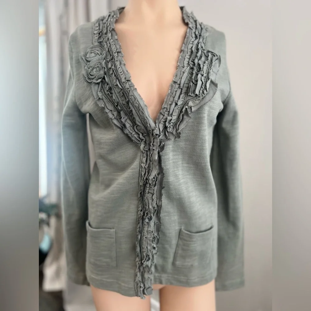 Eddie Bauer ruffle button cardigan-SMALL-NWT